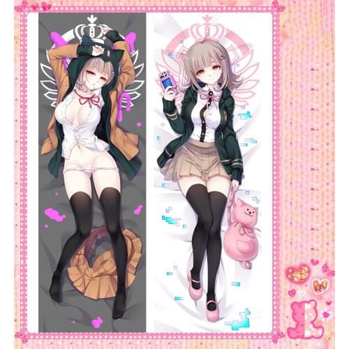 Anime Cartoon Dangan Ronpa Double Bolster Hugging Pillow Case Pillow Cover Pillowcase Peach Skin 2 Way No.16265