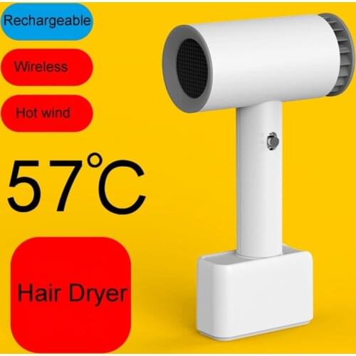 Cordless Rechargeable Hot and Cold Wind Hair Dryer Travel Wireless Blow Dryer for Art Painting Home Outdoor Camping Pet 19QE
