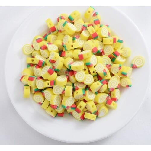 Cute Cartoons Donuts Shape Polymer Clay Spacer Loose Beads 50/100Pcs Slices Charms Jewelry Findings Making DIY Bracelet Crafts