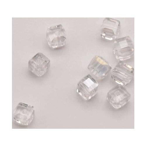 95 Pcs/Lot 4mm White Square Shape Ab Color Glass Bead Spacer Beads For Diy Bracelet Necklace Jewelry Making Handmade JA0198