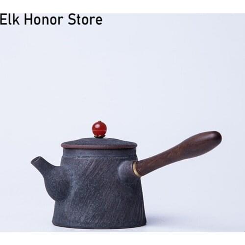 230ml Retro Handmade Coarse Ceramic Teapot Kung Fu Tea Pu'er Maker Customized Mosaic Pottery Master Pots Teaware Gift Packaging