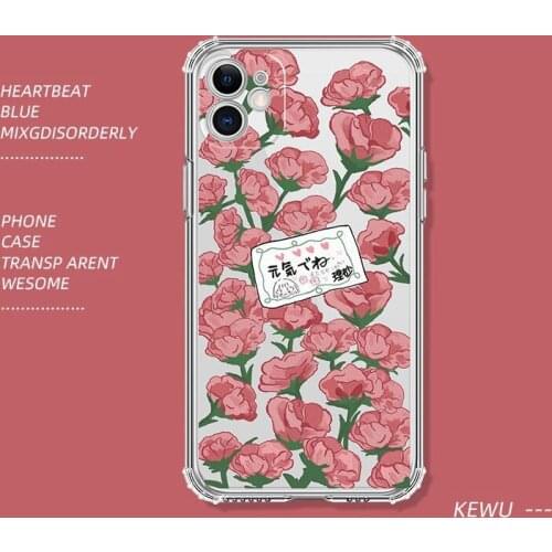Lovely flowers phone case for iphone 6s 6 7 plus 8 clear transparent case for iphone x xr xs max 12 mini se2020 11 pro max 12pro