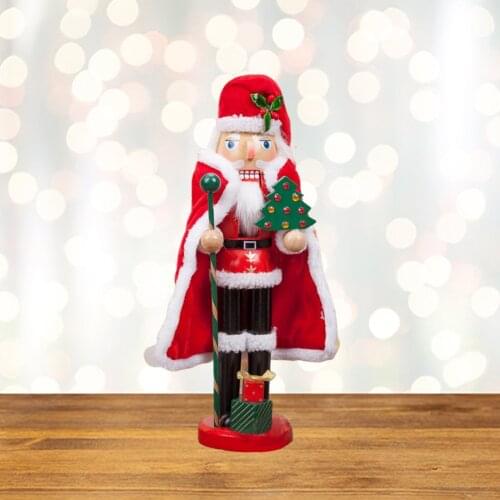 35cm Handpainted Wooden Nutcracker Festive Home Décor Nutcracker Soldier Figure Decor Xmas Gift