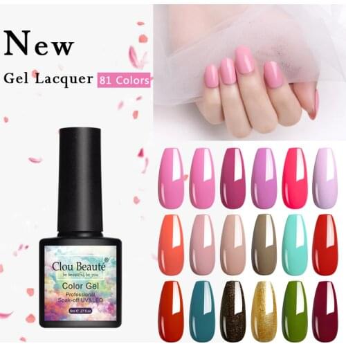Clou Beaute Glitter Gel Polish UV 8ml Nail Art Gel Semi Permanent Soak Off Series Set For Manicure Gel Varnish Top Coat