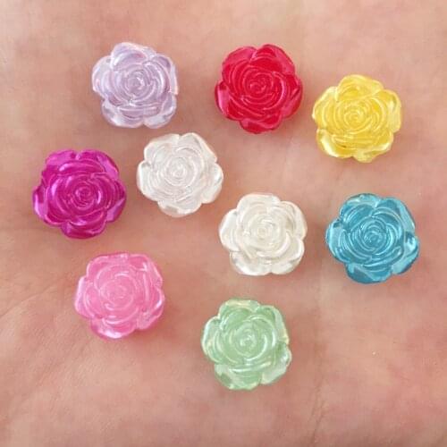 Resin Kawaii 12mm Pearl Flower Flatback Cabochon Stone 120PCS Scrapbook DIY Decor Home Figurine Crafts OK47