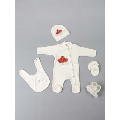 Red King Queen Size Girl Baby Newborn Rompers Clothes Suit 5 Pieces Cotton Prince Princess Clothing Set Babies Outfit Models