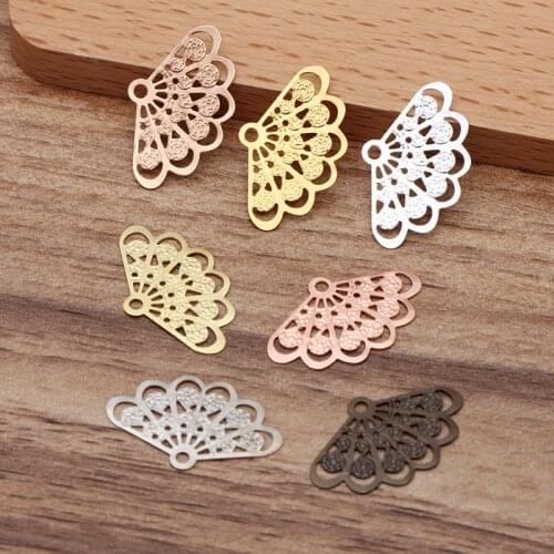 100 Pcs 14*23 mm Metal Copper 7 Colors Sector Connector Charms Headwear Hair Accessories DIY Jewelry Making