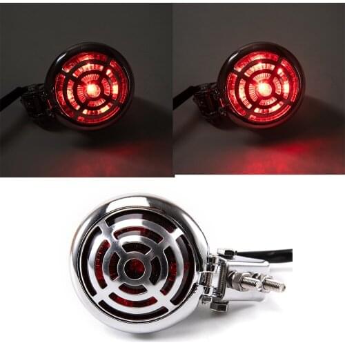 Motorcycle Red 12V LED Adjustable Cafe Racer Style Stop Tail Light Motorbike Brake Rear Lamp Taillight for Harley Chopper