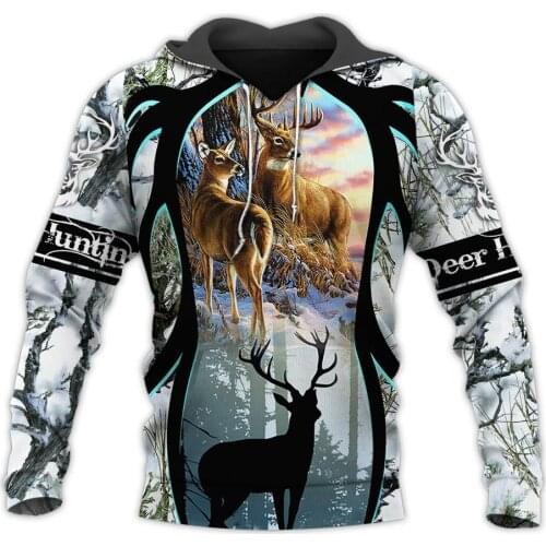 Deer Hunting 3D Printed Men Hoodies/sweatshirt Harajuku Fashion Hooded Long Sleeve Pullovers Unisex streetwear YY-699