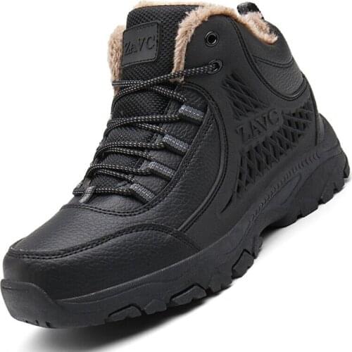 Men Snow Boots Waterproof Non-slip Sneakers Winter Warm Mens Shoes Outdoor Male Ankle Boots Rubber Wear-resistant Work Shoes