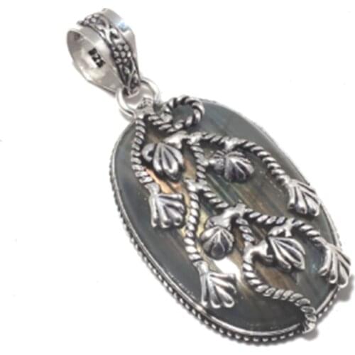 Genuine Labradorite Pendant Silver Overlay over Copper , Hand made Women Jewelry Gift