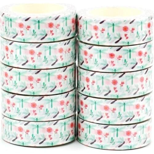 NEW 10pcs/Lot Decorative Dragonfly Spring Washi Tapes Japanese Scrapbooking Stickers Adhesive Masking Tape Cute Stationery