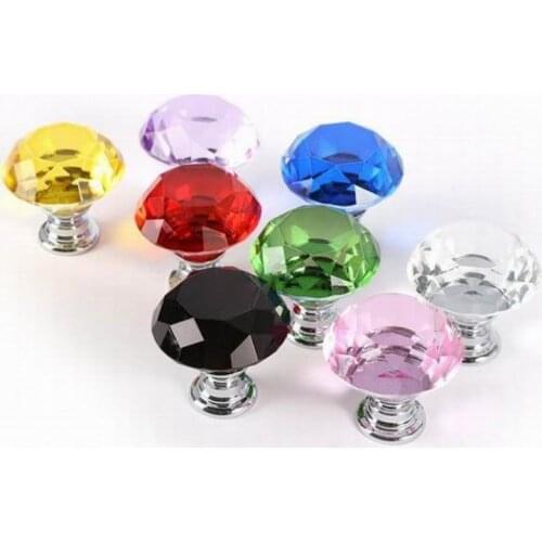 New 30mm Diamond Crystal Glass Door Knobs Drawer Cabinet Furniture Handle Knob Screw Furniture Accessories