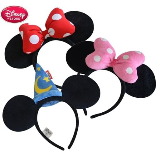 Original Disney Mickey Minnie Mouse Headdress Mickey Headwear Hair Hand Bands Accessories Kawaii Plush Toys Girls Birthday Gift
