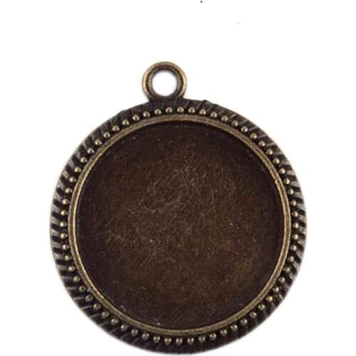 Antique Bronze Cabochon Setting Pendant Trays Blanks Bezel Inner 25mm Women Jewelry Findings Accessories Wholesale
