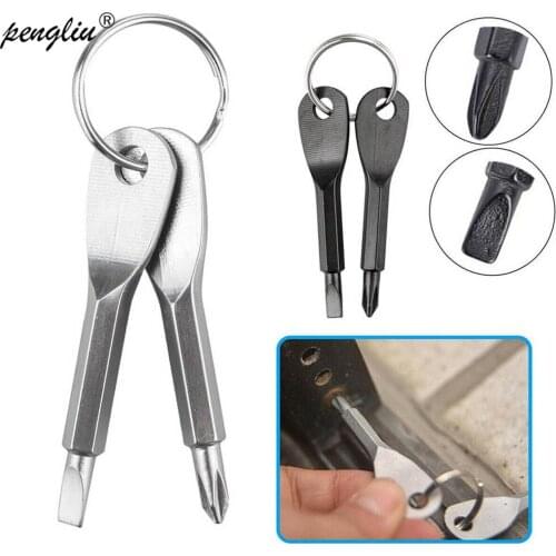 Portable Phillips Slotted Screwdriver Key Ring keyring Hike Outdoor Multifunction Mini Pocket Repair Tool EDC Camping Gadget