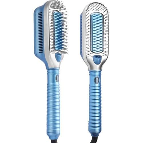 Professional Hair Straightener Brush Ice Therapy Hair Comb Heatless Negative Ion Cold Wind Straightening Comb Electric Hairbrush