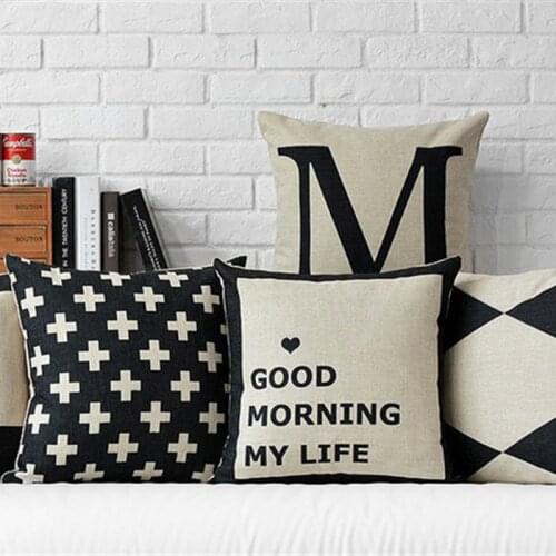 Nordic Style Simple Black White Geometric Designs Printed Cushion Cover Home Decorative Sofa Car Chair Throw Pillow Case
