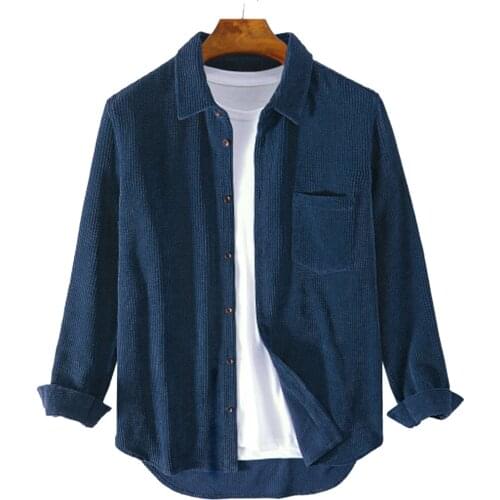 Spring clothing shirt male han edition men long sleeve shirt pocket leisure fashion handsome corduroy loose mens clothing coat