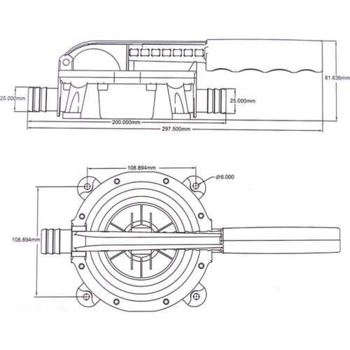 MANUAL BILGE HAND DIAPHRAGM PUMP 297mm FIXED HANDLE- Boat/Marine/Water Transfer