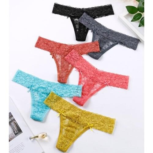 6 Pcs Sexy Lingerie Underwear Woman Thongs For Woman Lace T-back Female Panties Wholesale Dropshipping 2021 New Sale BANNIROU