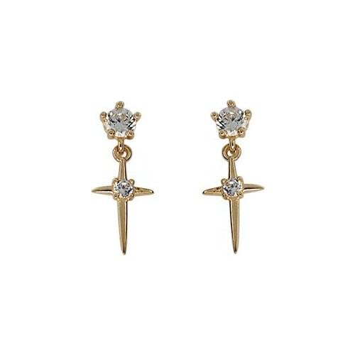 925 Sterling Silver Plated 14K Gold Cross Korean Luxury Fashion Elegant Party Ear Stud Earrings Jewelry for Women Gift 2020 New
