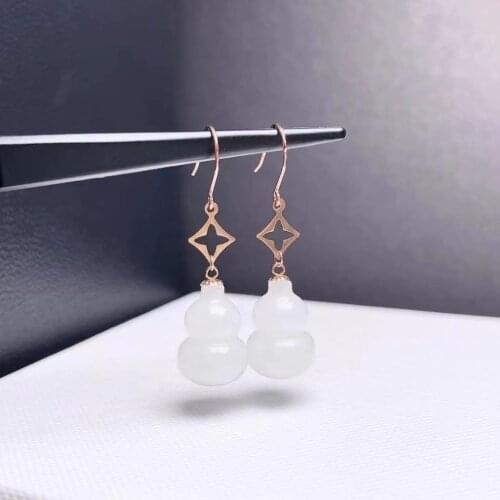 SHILOVEM 18k yellow gold real Natural Jasper drop earrings classic fine Jewelry women wedding new 10*14mm gift myme10145522hby