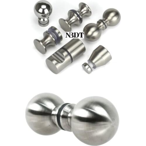 Brush Polished Solid 304 Stainless Steel Glass Door Ball Knob Back-To-Back Shower Box Cabinet Door Double Single Side