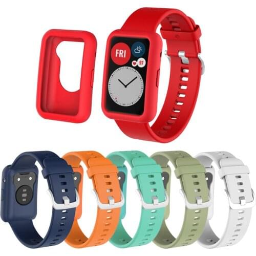Silicone Strap for Huawei Watch Fit Protective Case Shell Bumper for Huawei Fit Replacement Watch Band Bracelet Correa