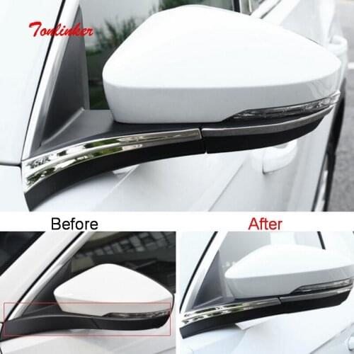 Tonlinker Exterior Rear view mirror Cover sticker for Volkswagen T-ROC 2018-19 Car styling 4 PCS Stainless steel Cover sticker