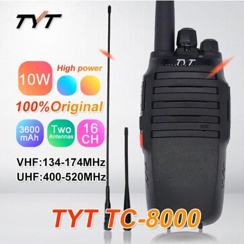 TYT TC-8000 10W High Power UHF Walkie Talkie Radio Station Amateur 3600MAH HF Transciver Ham CB Radio Comunicador Woki Toki