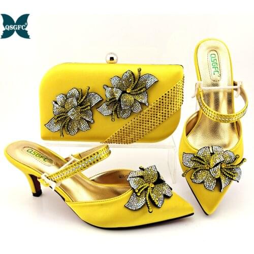 Newest Fashion Green Color Latest Design Matching Italian Shoe and Bag Set Wedding and Party African Shoes and Bag Set