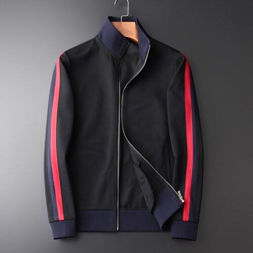 Hight Quality Side Contrast Color Stand Collar Zipper Casual Sweatshirt New Slim Fit Sweatshirts For Men