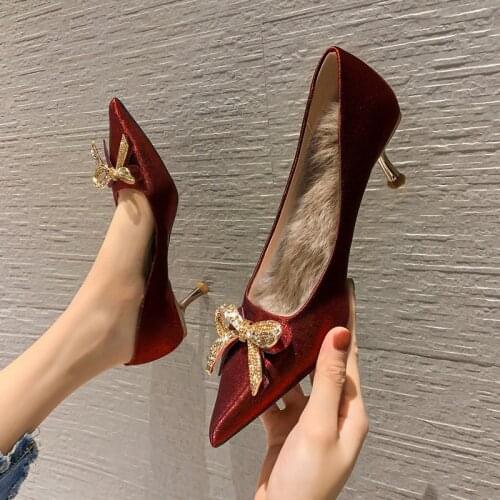 Womens High Heels 2021 New Spring and Summer New Womens Pointed Stiletto Heel Shallow Mouth Rhinestone Fashion Shoes