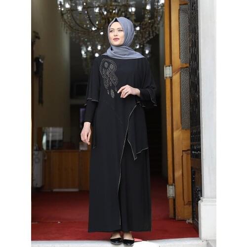 Women Abaya Dress Muslim Hijab Clothing Chiffon Plated Long Length New Season Embroidered Fashion High Quality Made in Turkey