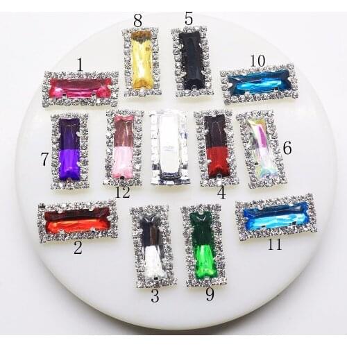 New hot 10pcs/sets of 13*26mm rectangle Diy jewelry accessories rhinestone Acrylic flat wedding invitations necklace mixing