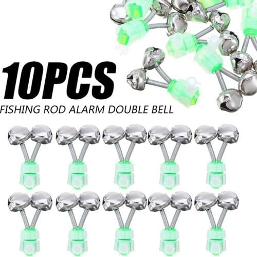 10pcs Sea Fishing Rod Double Ring Bell Fish Pole Tip Rod Clamp Accessories Bite Alarm Spiral Bells Fishing Gear