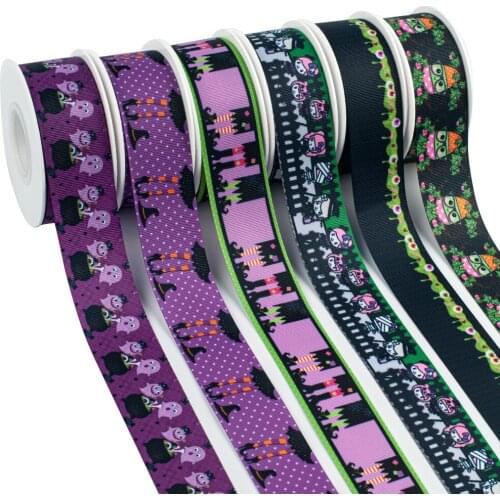 10yards Happy Halloween Holiday Pumpkin Grosgrain/Satin Ribbon Cartoons Printed Ribbon