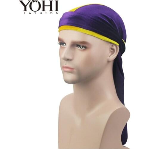 2018 New Luxury Mens Velvet Durags Bandana Turban Hat Wigs Doo Durag Biker Headwear Headband Pirate Hat hair accessories