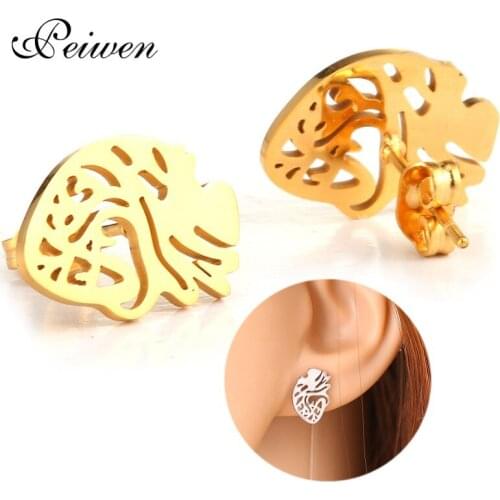 2019 New Heart Shape Earrings Medical Jewelry Irregular Stainless Steel Rose Gold Silver Color Stud For Women Fashion Earring