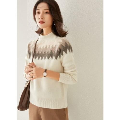 2020 Woolen Sweater Womens Round Neck Fall/Winter Wear 100%Wool Top Large Size Pullover Knit Shirt Base Cashmere Sweater Thick