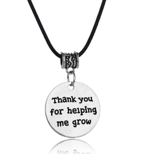 3PCs Wholesale Leather Rope Jewelry Thank You For Helping Me Grow Pendant Necklace Student School Gifts For Mom Dad Mother New