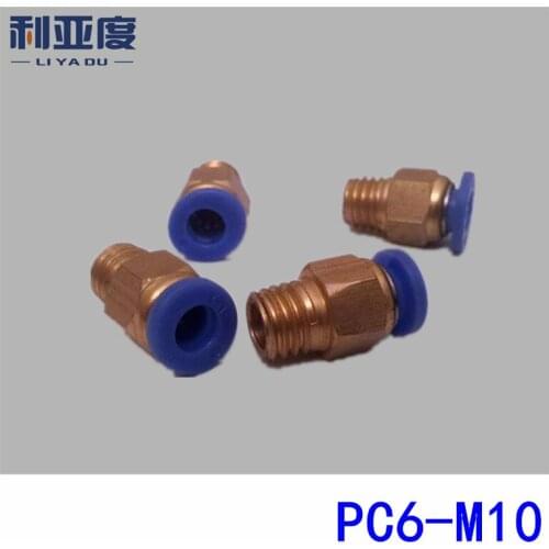 50PCS/LOT PC6-M10 6mm Tube fast joint pneumatic connector air fitting copper connector thread PC6-M10*1.5 pitch 1.5mm