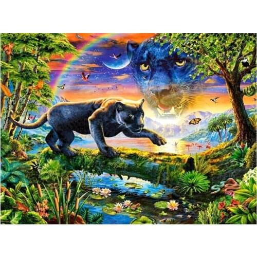Full Square/Round Drill 5D DIY Diamond Painting "Panther" Embroidery Cross Stitch 3D Mosaic Rhinestones Home Decor CNN