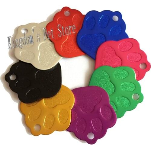 Free shipping pet tags new paw shape pet id tag mix colors aluminium alloy dog cat name tags