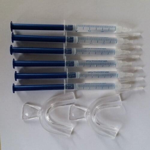 Free shipping Popular Teeth Whitening Kits (6 syringes+2 trays) Dental Bleaching System Oral Gel Kit Tooth Whitener