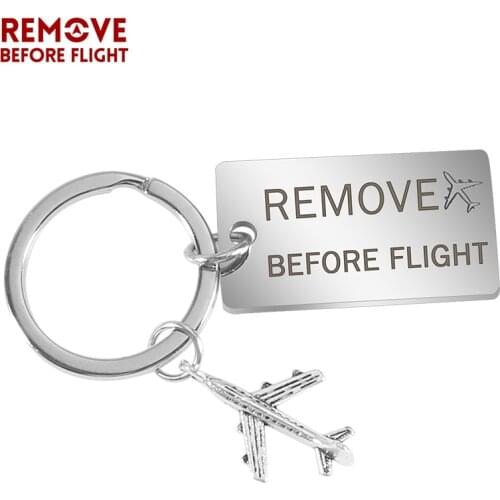 Creative Plane Keychain Remove Before Flight Car Key Chains Mens Key Ring Chain for Aviation Gifts Airworthy Metal Keychains