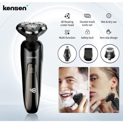 Kensen 4 In 1 Electric Shaver Beard Trimmer Rechargeable Razor Beard Trimmer Shaver For Men Portable Shaving Beard Facial Brush