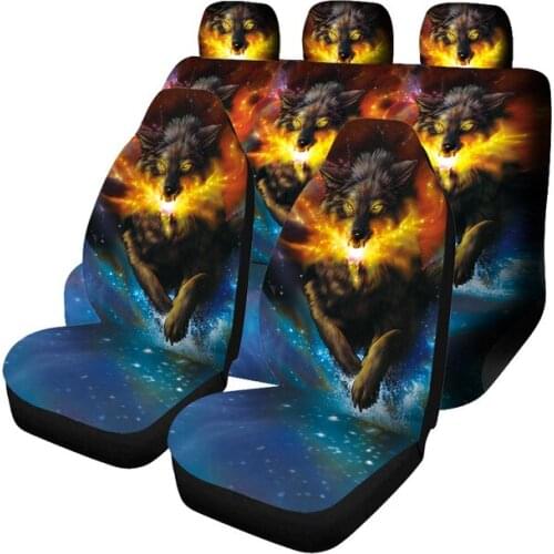 Aimaao Galaxy Wolf Printing Car Seat Cover Universal Starry Night Space Car Seat Protector Fit Most Car,SUV,Truck For Mazda