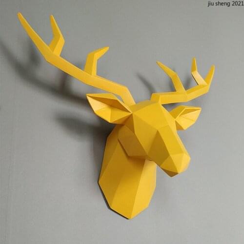 European Resin Deer Head Wall Hanging Ornaments Creative Three-dimensional Animal Statue Crafts Living Room Bedroom Wall Hanging